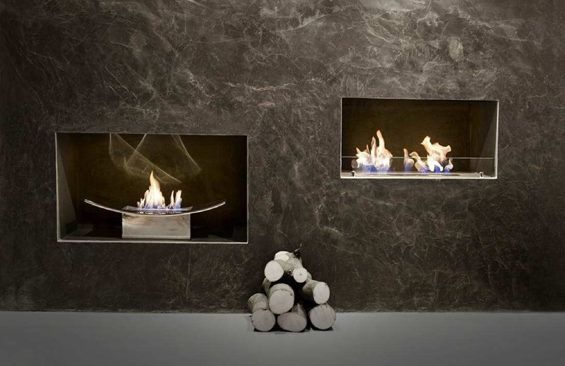 DIY stud wall for bioethanol fires. Showroom display picture.