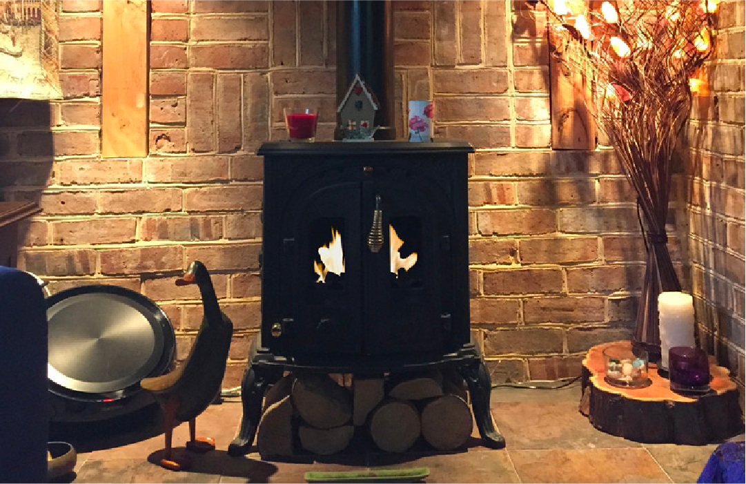 Old woodburner with a bio fuel insert