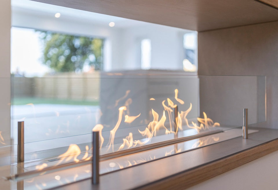 ribbon flame bioethanol fireplace.