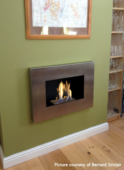 STERLING Bioethanol Fireplace on green wall
