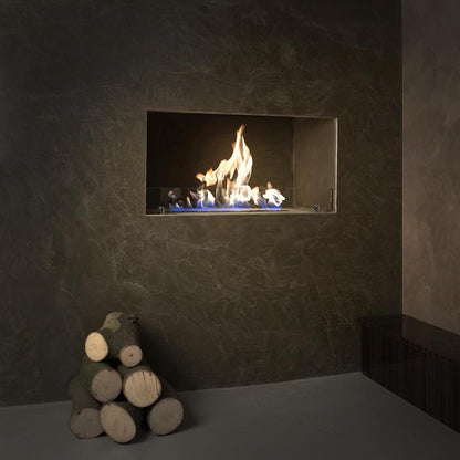 Fireplace with 50 Regulating Bioethanol Burner CONTAINER and front low glass