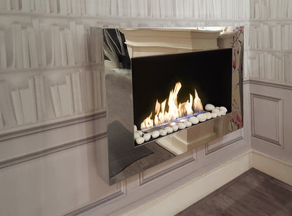 White Pebbles 48 pieces in Phantom mirrored fireplace
