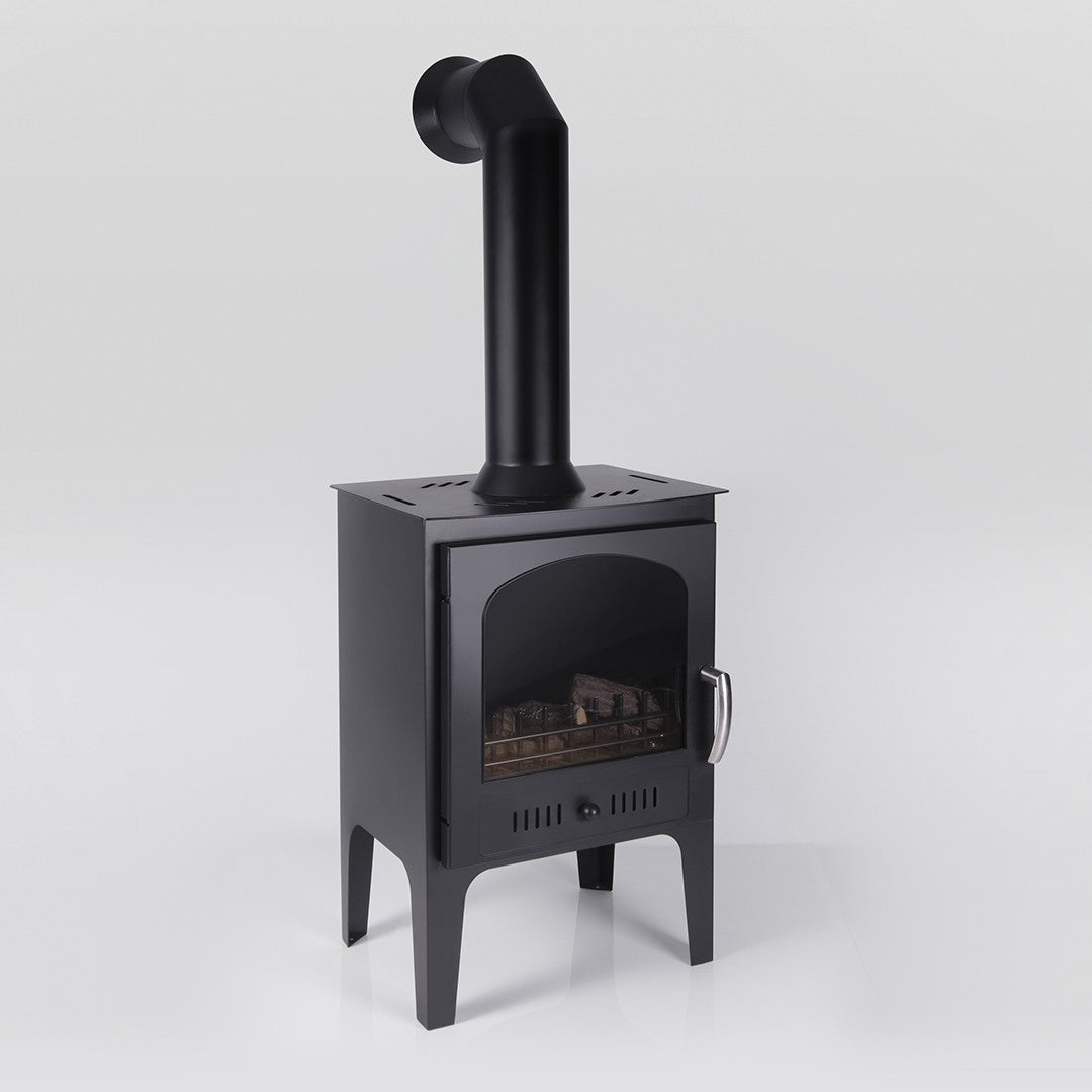 Abingdon black bioethanol stove with pipe