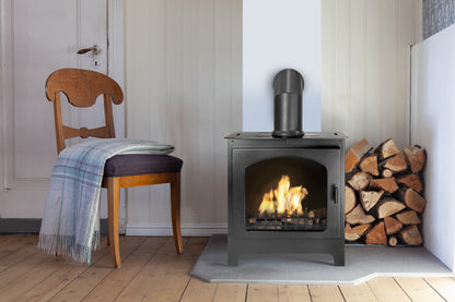 MULBERRY Black Bioethanol Stove against white wall