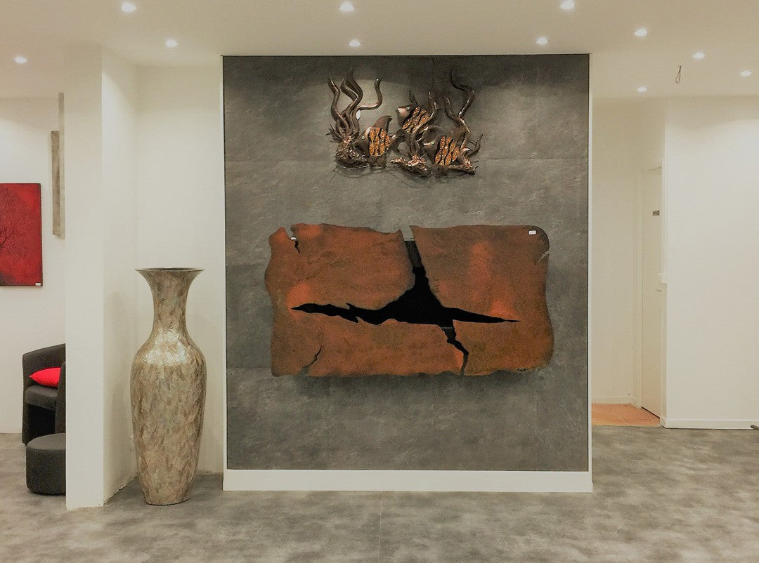 APOLLO IV EVO Plus rusted corten steel on decorative wall