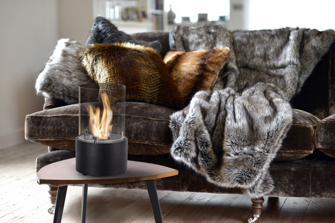 SORRENTO Bioethanol Burner in Black Finish on tea table