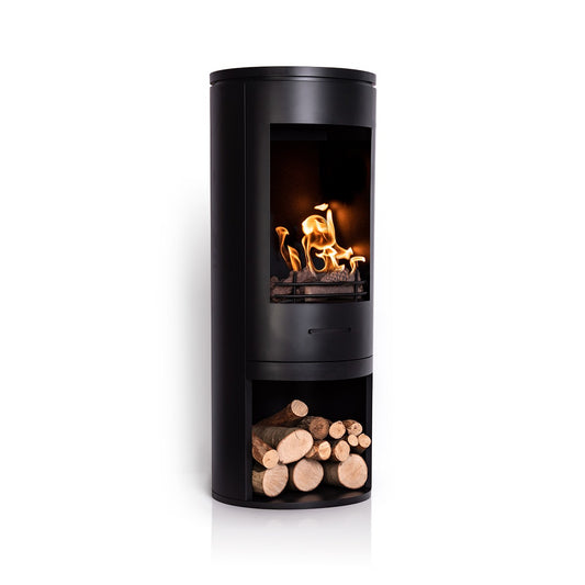 CYLINDER Black Modern XL Bioethanol Stove with logs