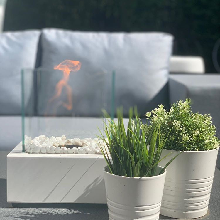 White CUBE on outdoor table