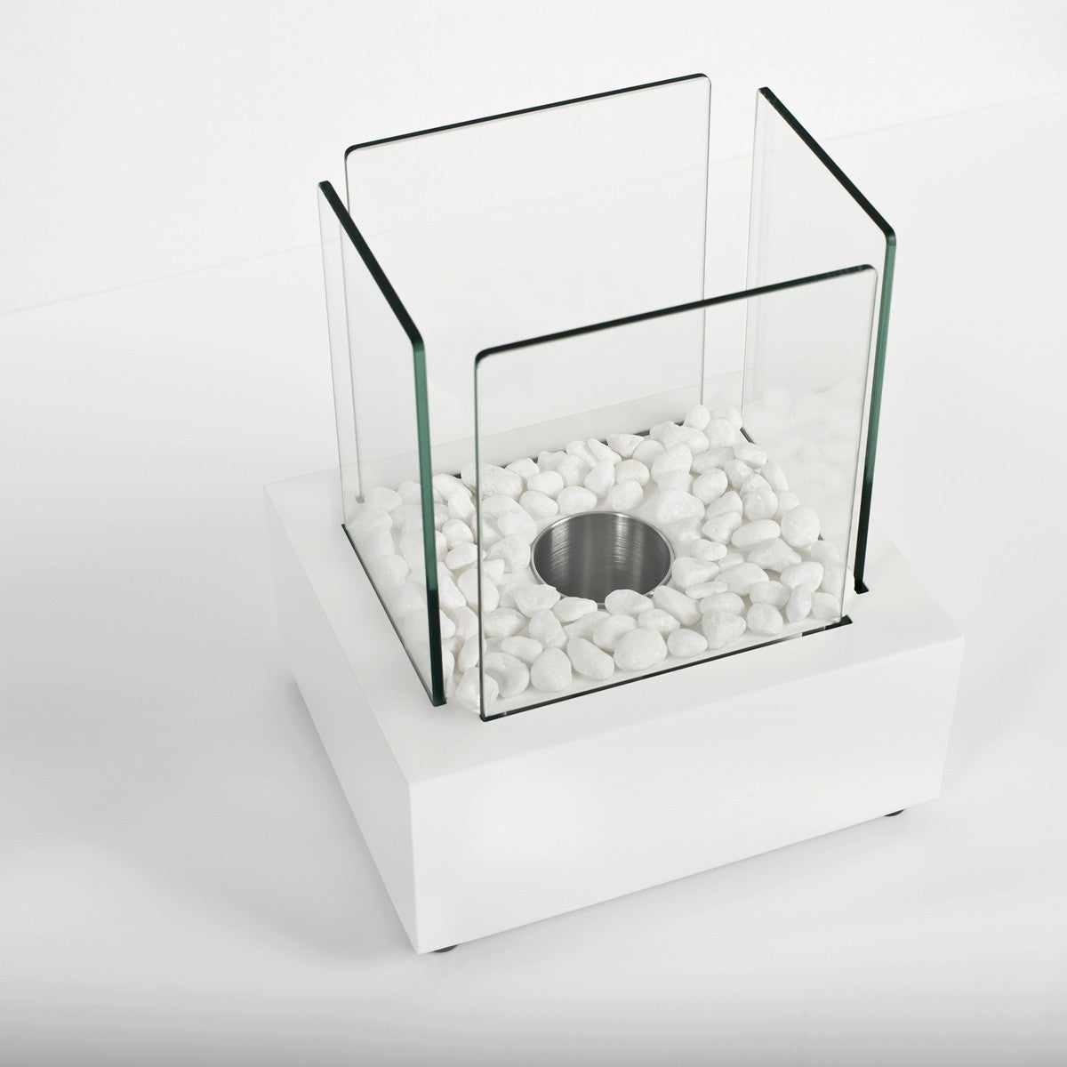 White CUBE Bioethanol Burner Tabletop_top view