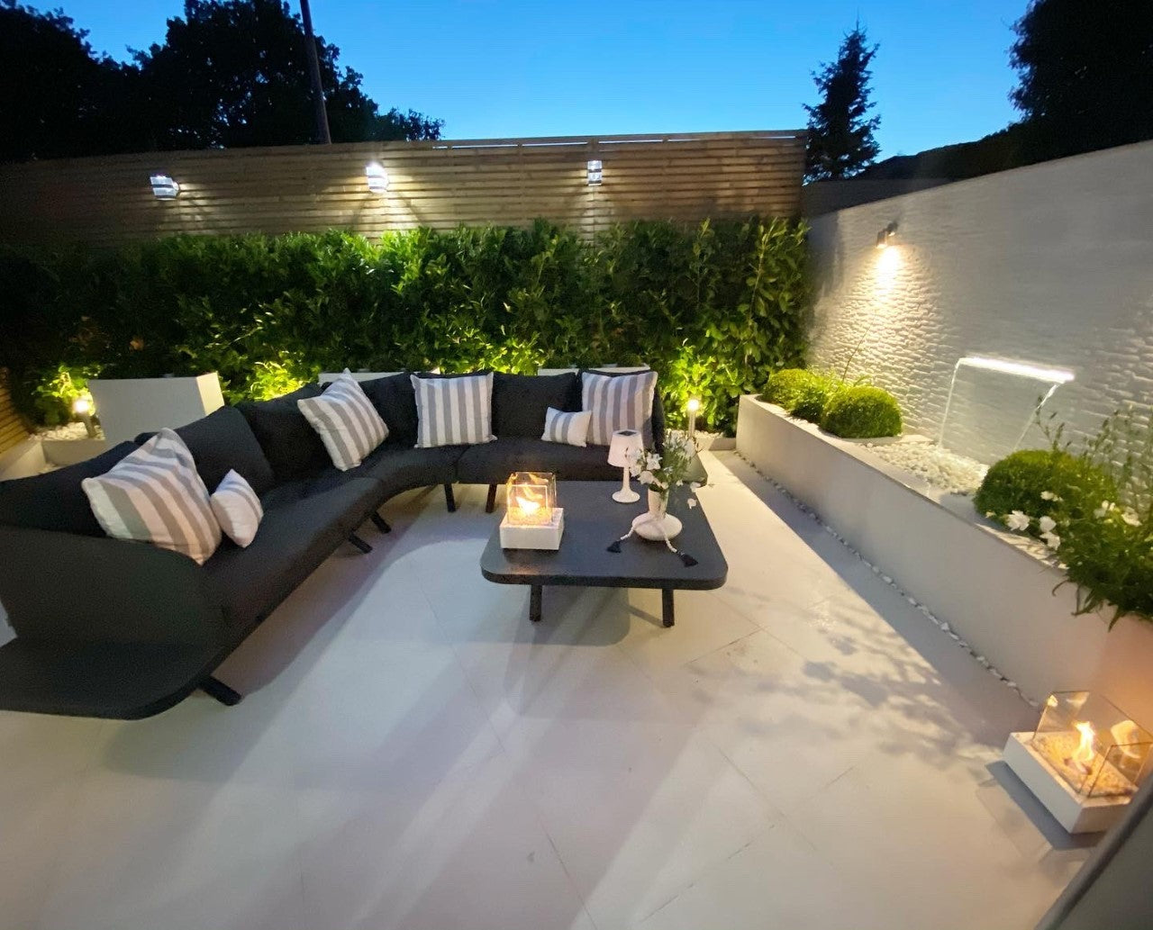 White CUBE on outdoor tea table