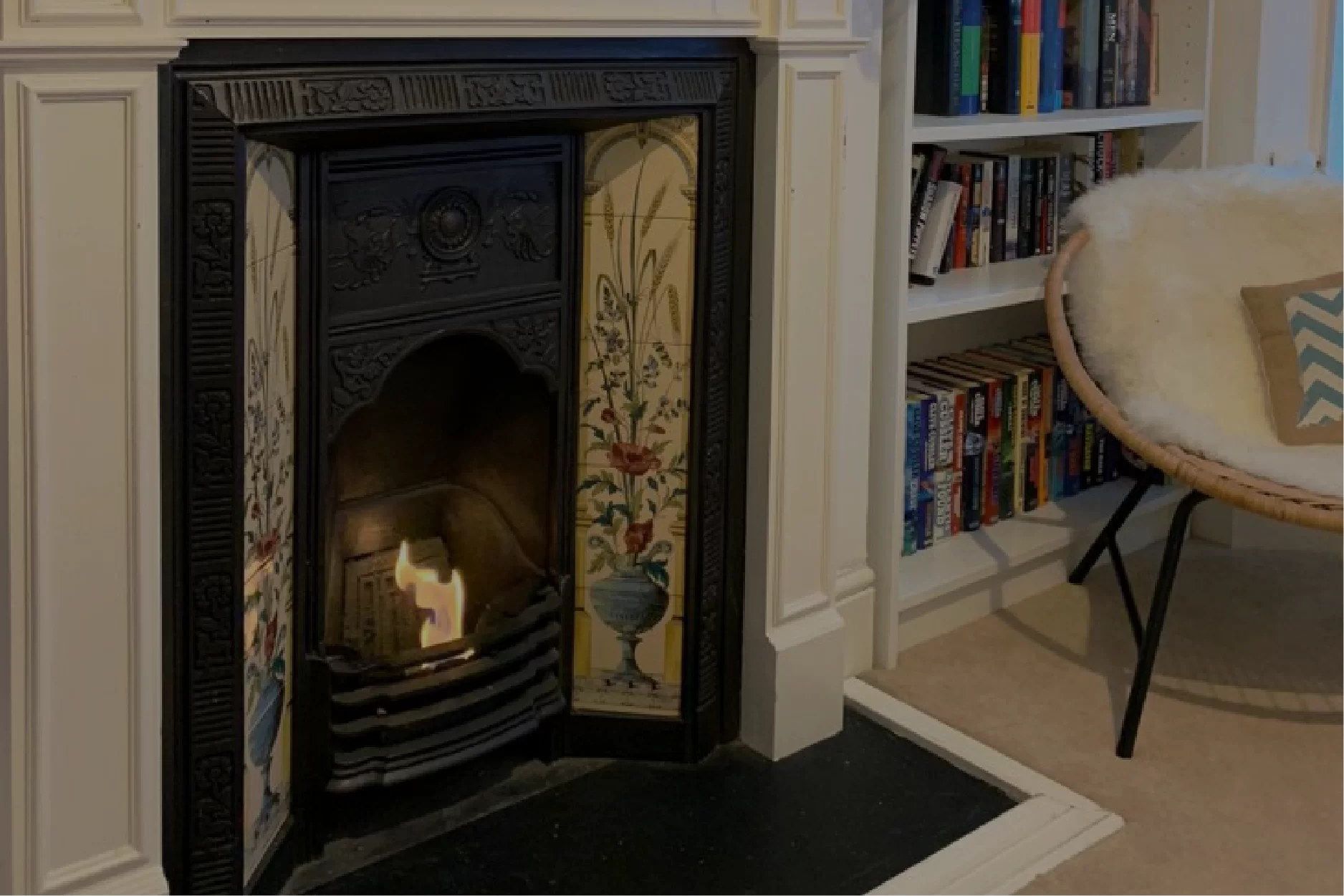 MiniBurner in old Victorian fireplace