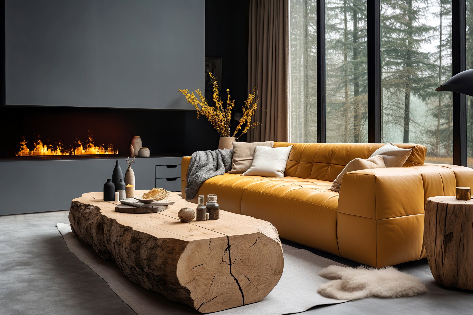 Planika mist ribbon flame 1000 in elegant living room