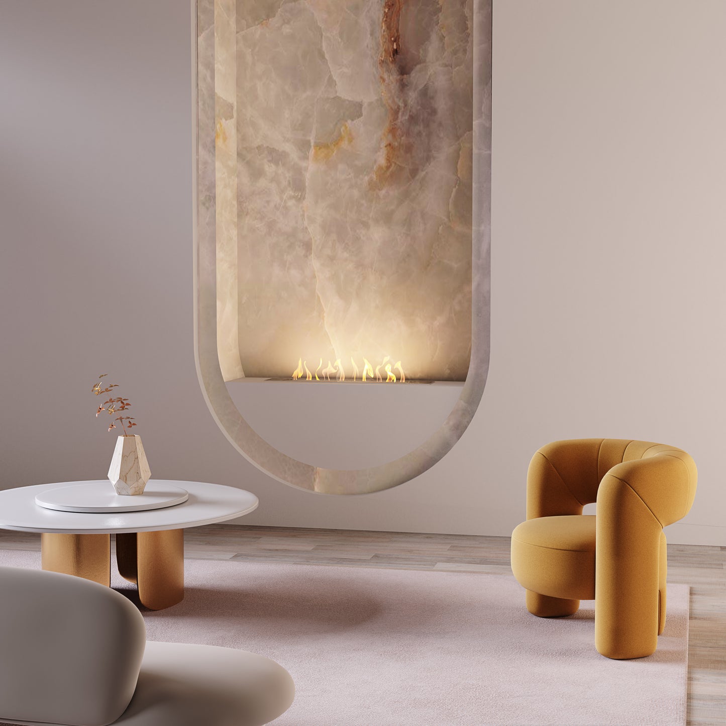 Crea7ionEVOPlus Insert in marble niche. Elegant waiting room