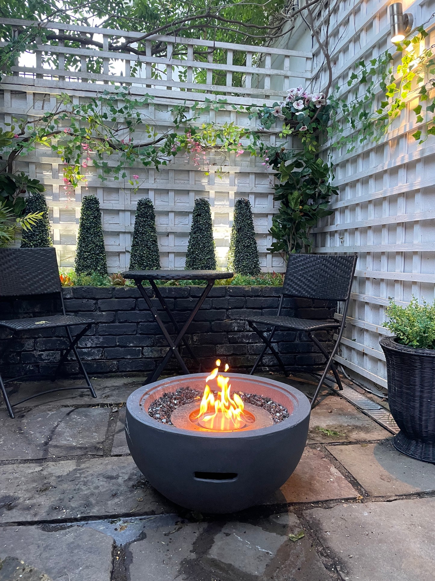 Mini Grey Bioethanol Firepit Outdoor Fireplace