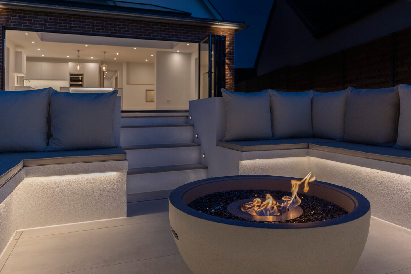 Large Grey Bioethanol Firepit garden surround