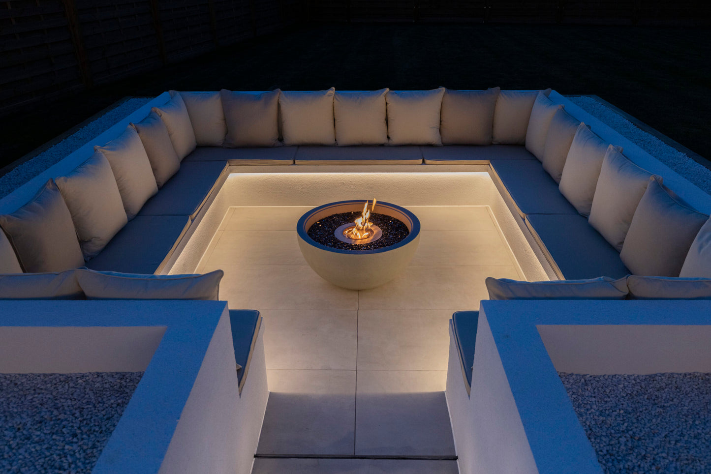 Large Grey Bioethanol Firepit garden surround