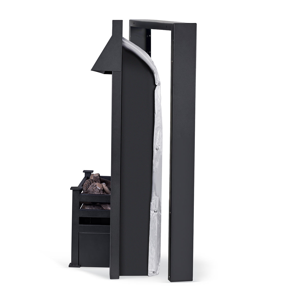 Large DIY Firebox with Argyll. side view with removable frame