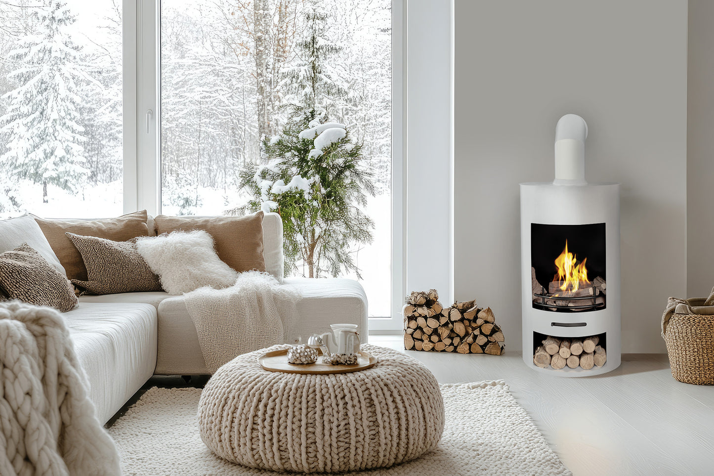 LUNA White Modern Bioethanol Stove