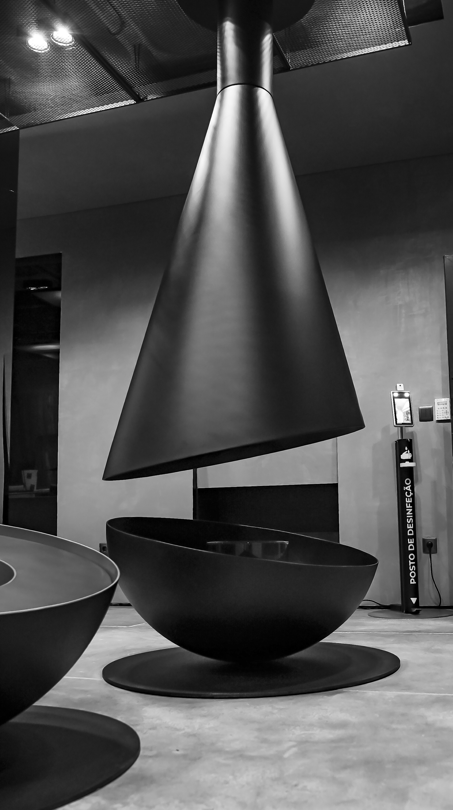 THALES black at exhibition. Black/white picture.