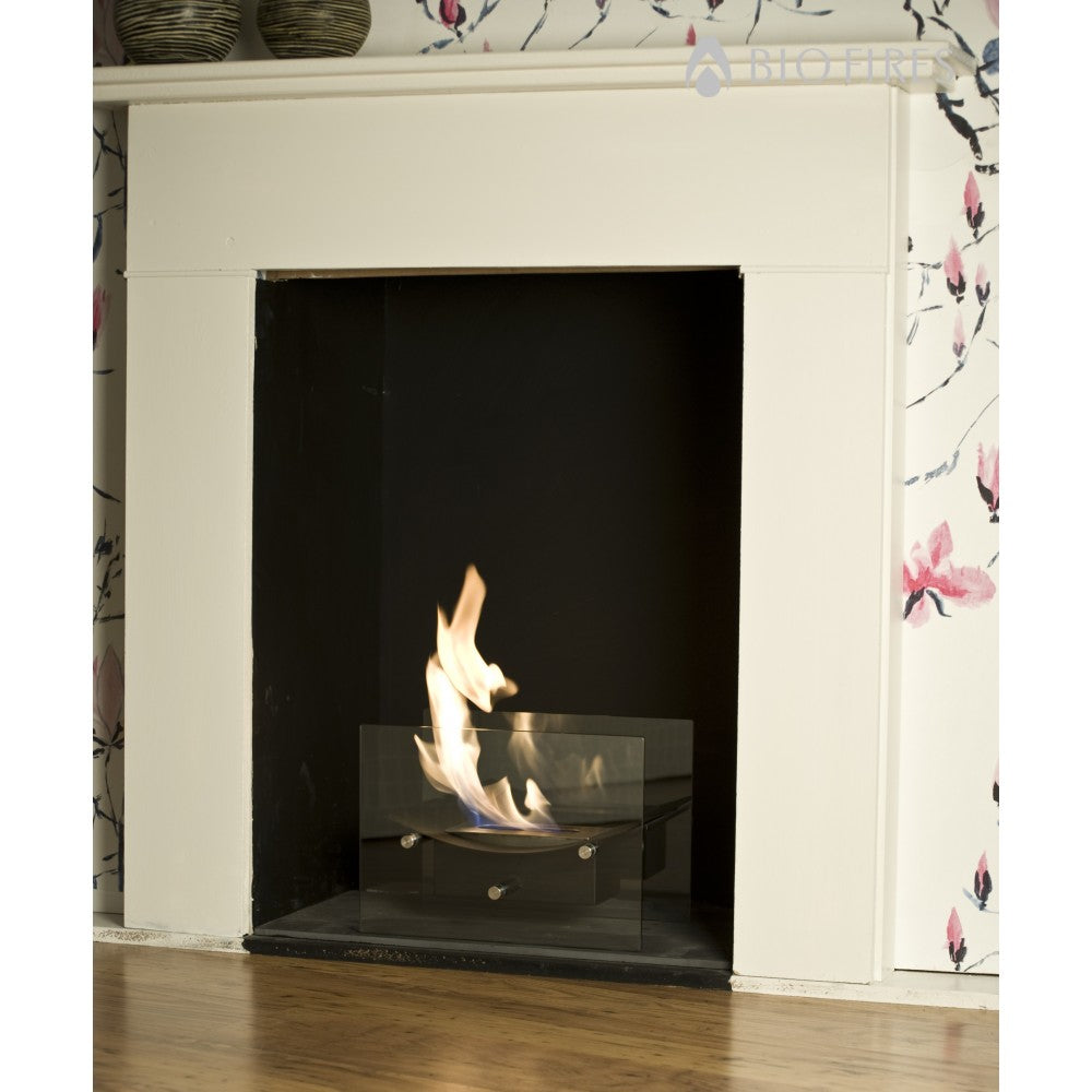 BOW Black Bioethanol Burner with white mantlepiece