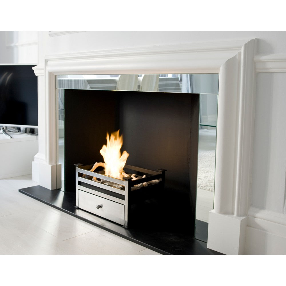 Ceramic Driftwood Branches or Logs in Chelsea grate with white mantelpiece angled view