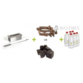 CONVERSION KIT with Mini Burner Coals or Logs and Fuel