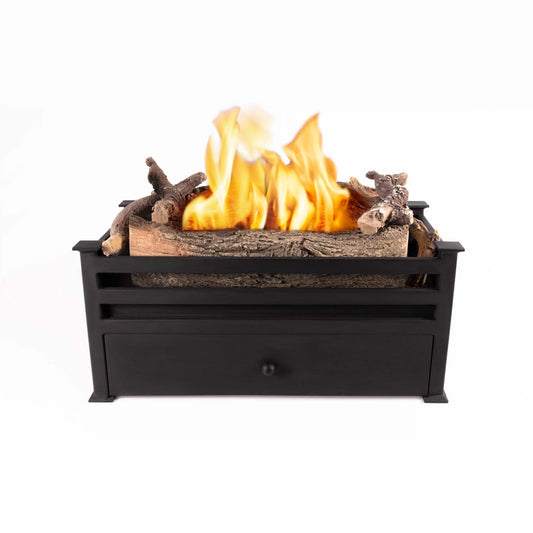 WINDSOR Black Traditional Bioethanol Grate with flame