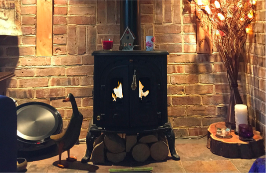 Old woodburner with a bio fuel insert