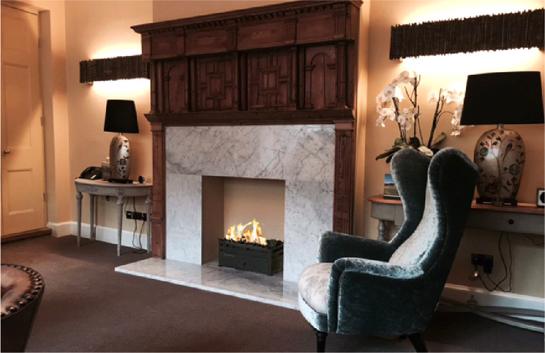 Black Montagu with white and grey marble mantlepiece