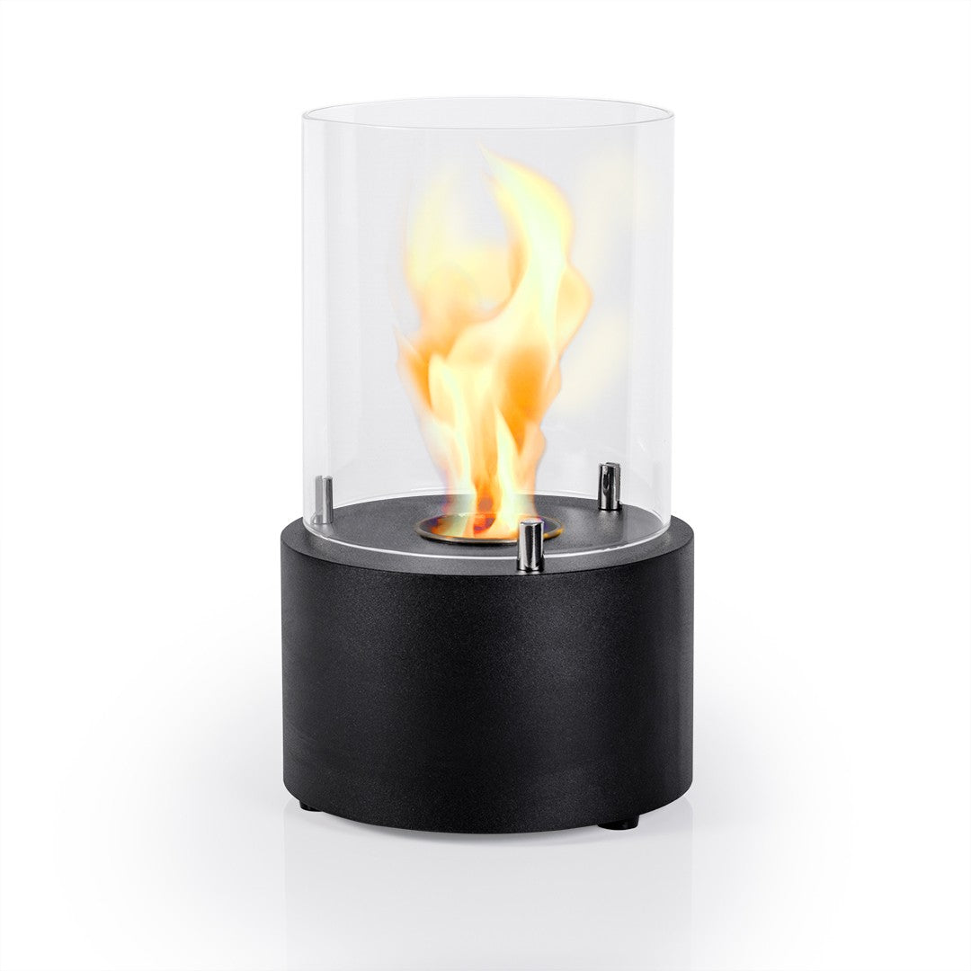 SORRENTO Bioethanol Burner in Black Finish with flame