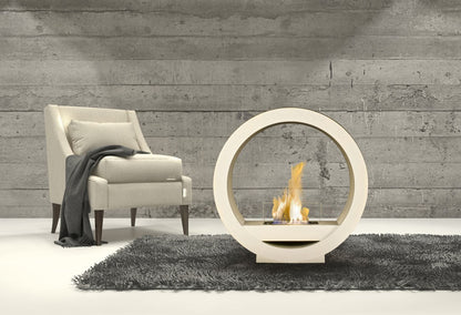 GLOBE White Bioethanol Fireplace in living room