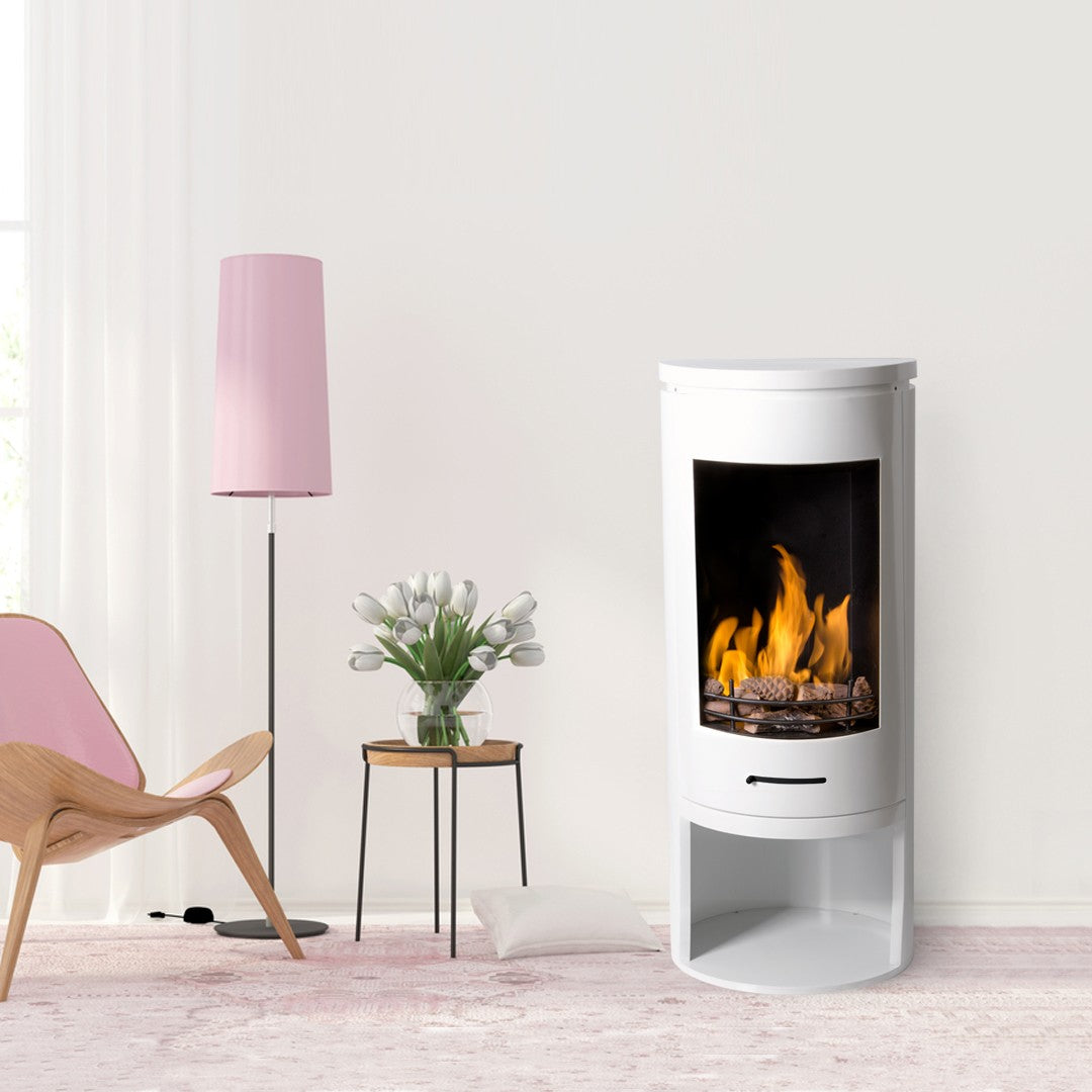 CYLINDER White Modern XL Bioethanol Stove in waiting room