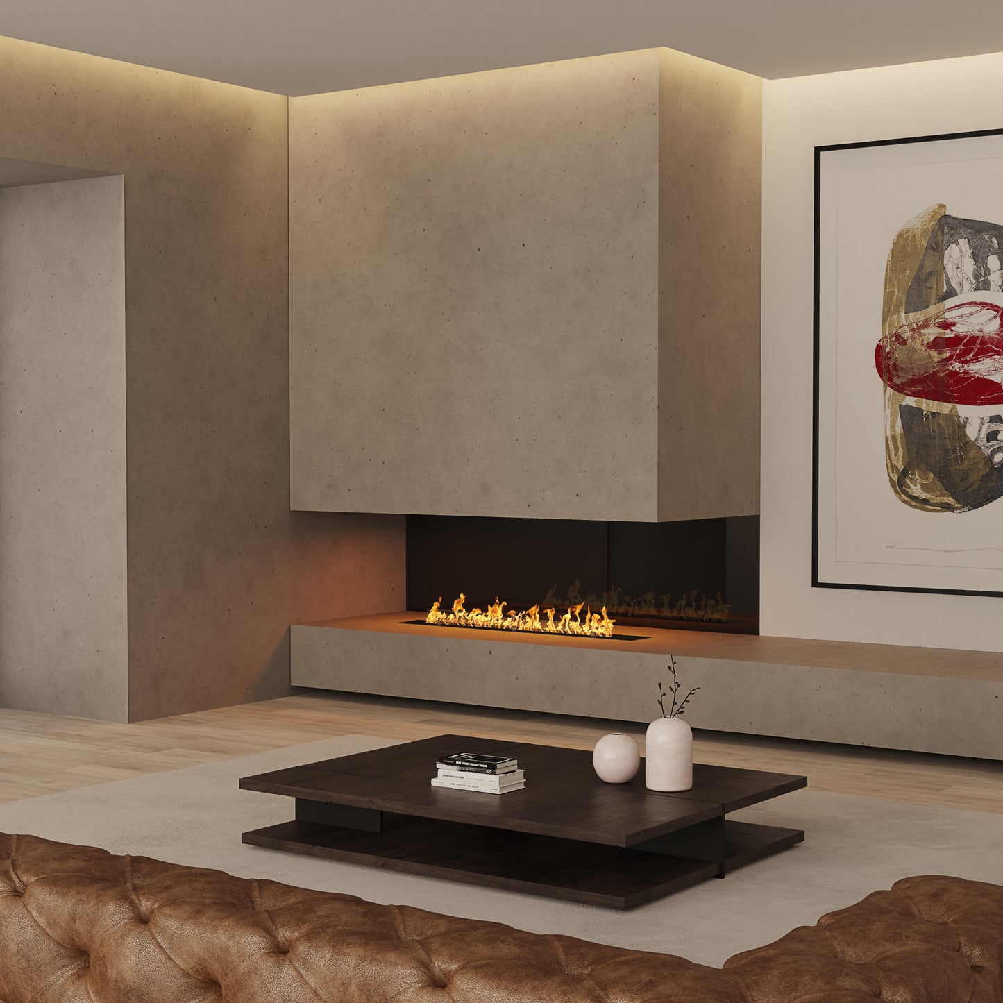 Crea7ionEVOPlus Insert in two-sided open fireplace in contemporary living room