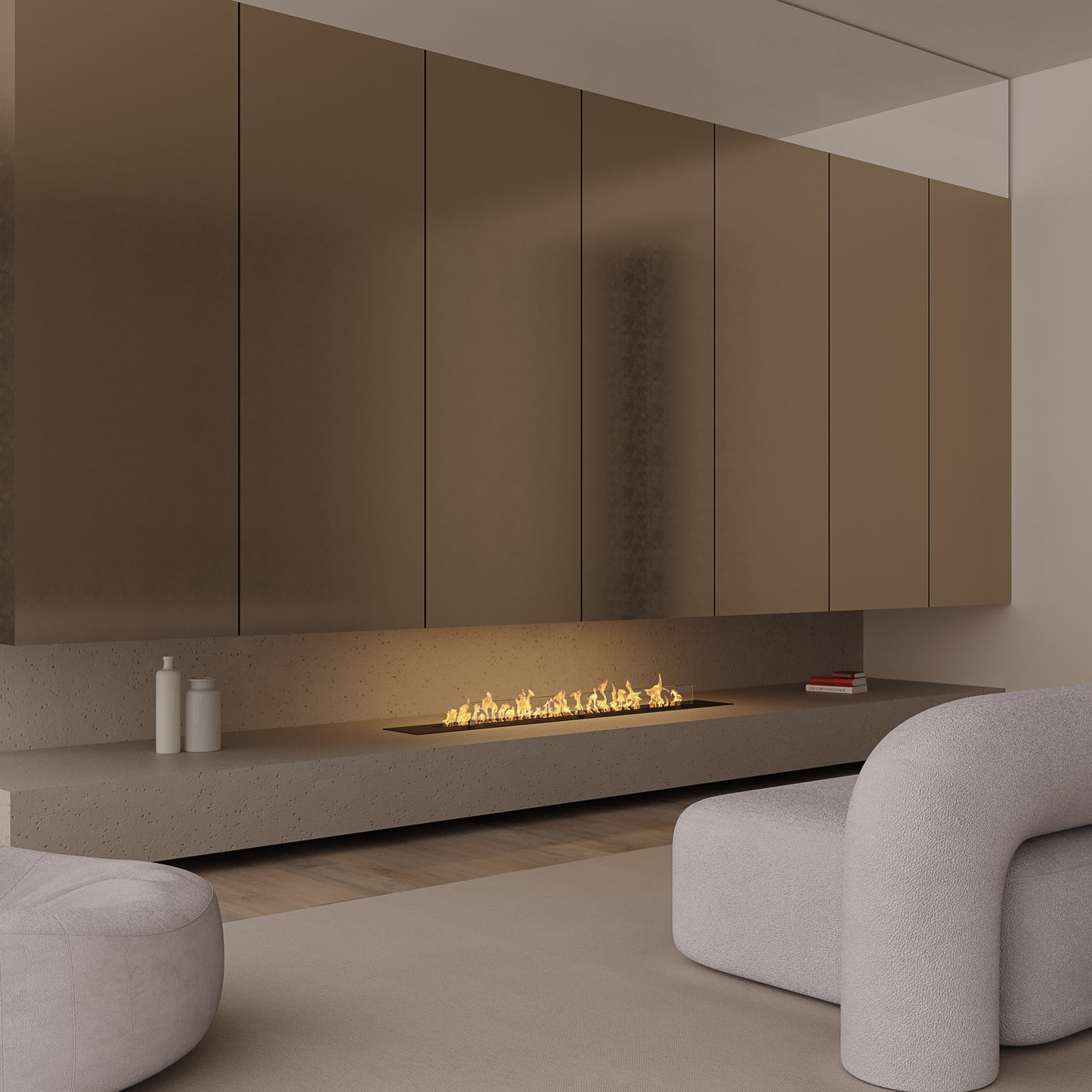 Crea7ionEVOPlus  Insert in fireplace open on three sides in modern living room