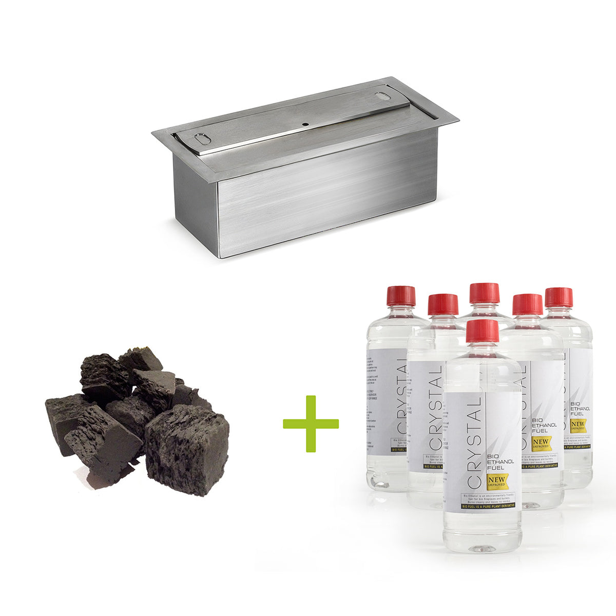 Mini silver burner with Coals and 6 bottles of fuel
