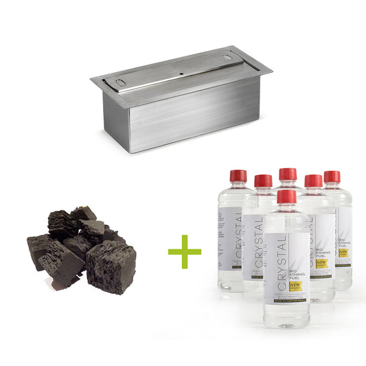 Mini silver burner with Coals and 6 bottles of fuel
