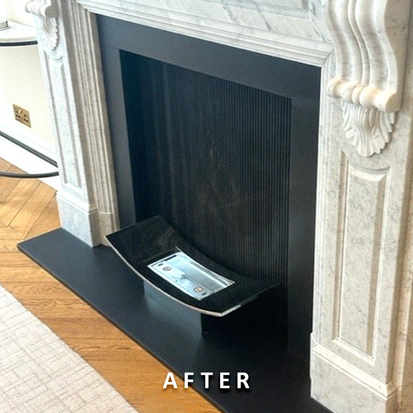 replacement of old fireplace with Zen basket and marble mantelpiece_after pic