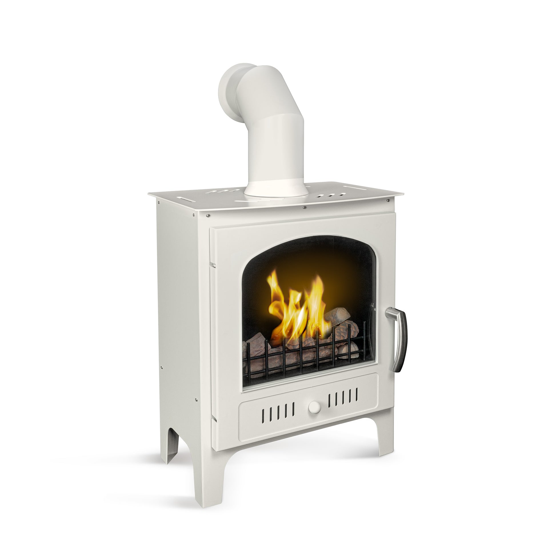 Slimline Light Pebble Bioethanol Stove with the pipe