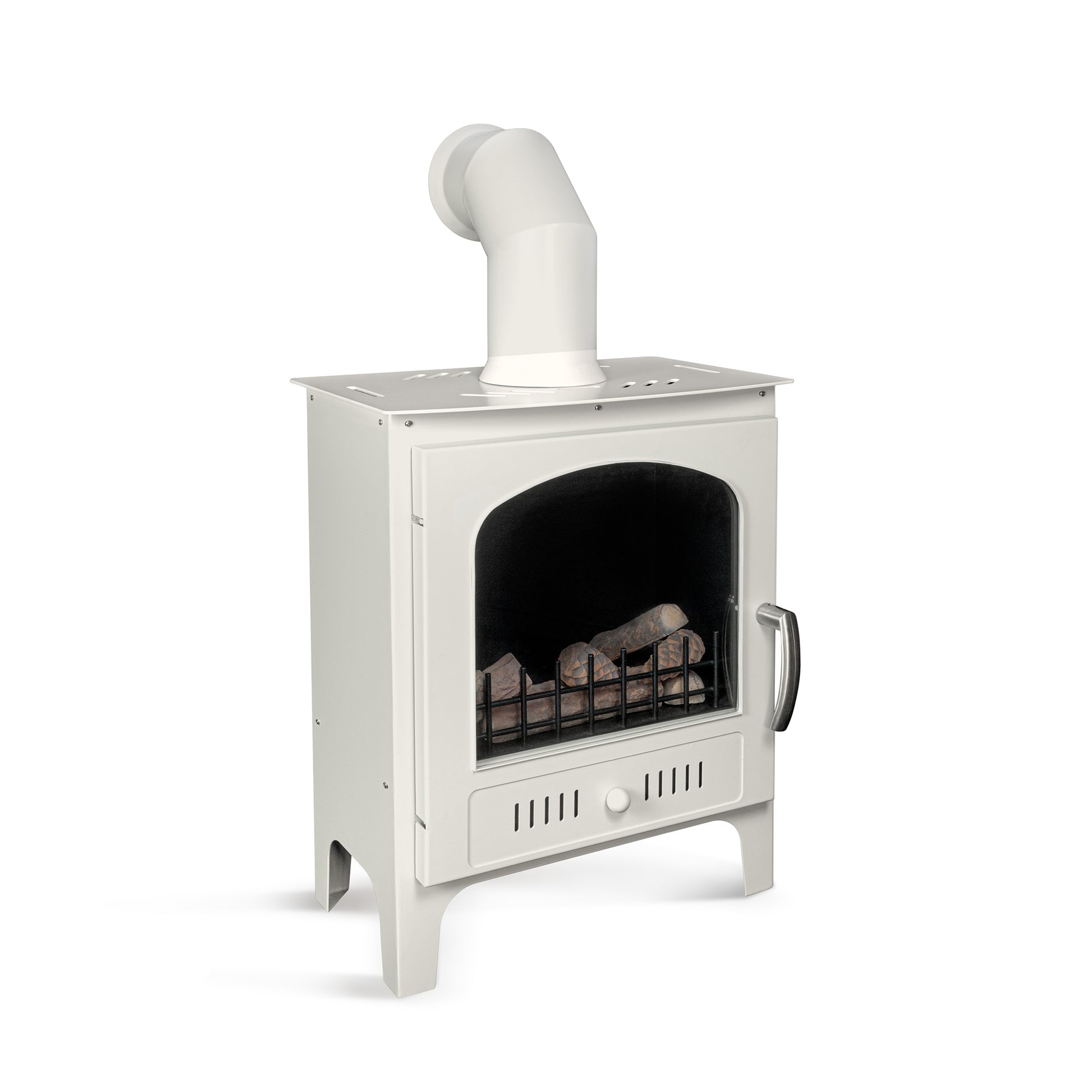 Slimline Light Pebble Bioethanol Stove with the pipe